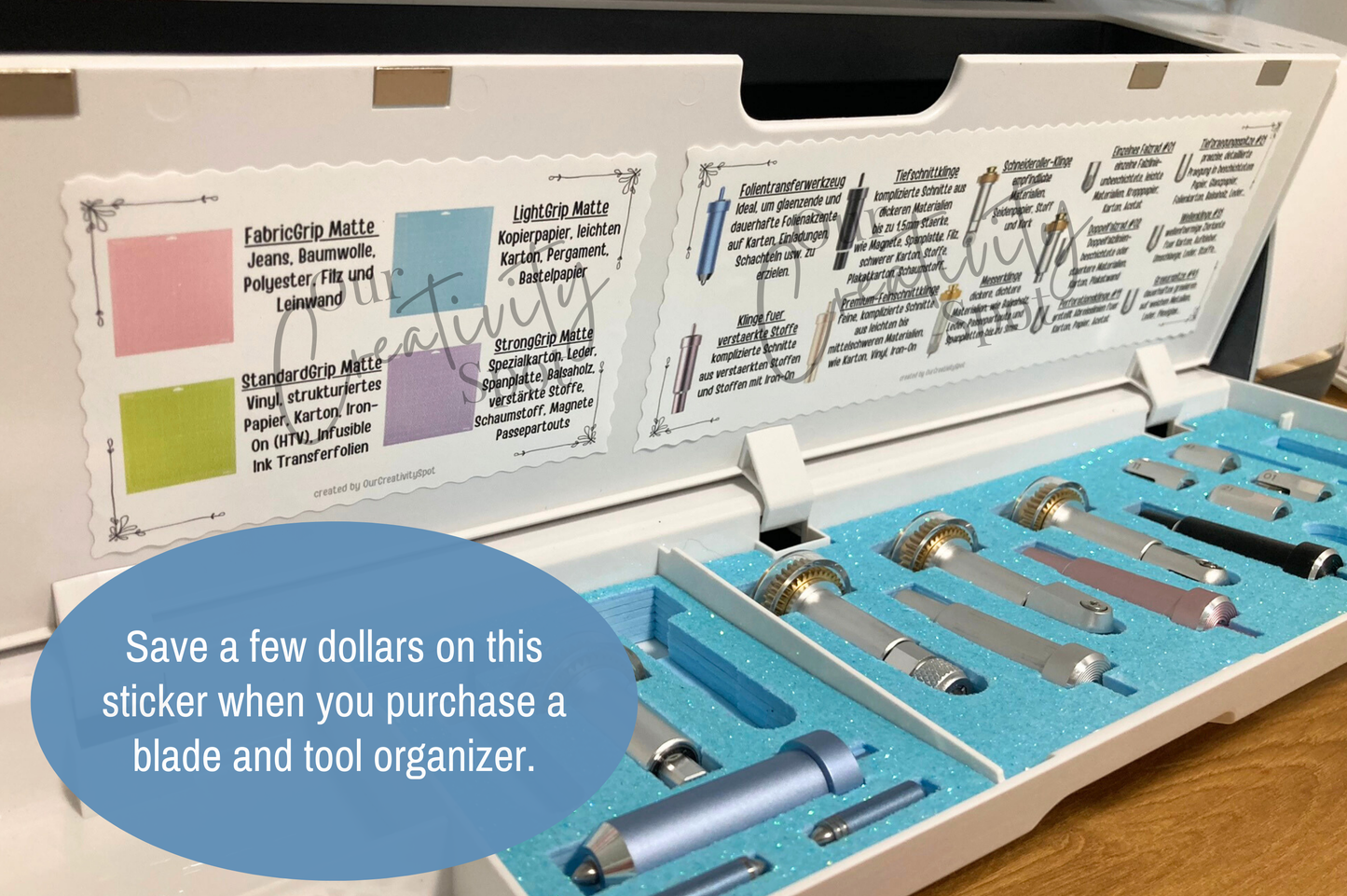 GERMAN Sticker Cheat Sheet for Cricut Tools and Blades
