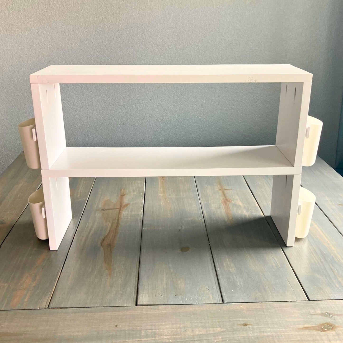 Double Stand for Cricut Maker and Explore Air Machines, Organizer Shelf, Craft Room Workstation, Pine Wood Table Riser for Silhouette Cameo