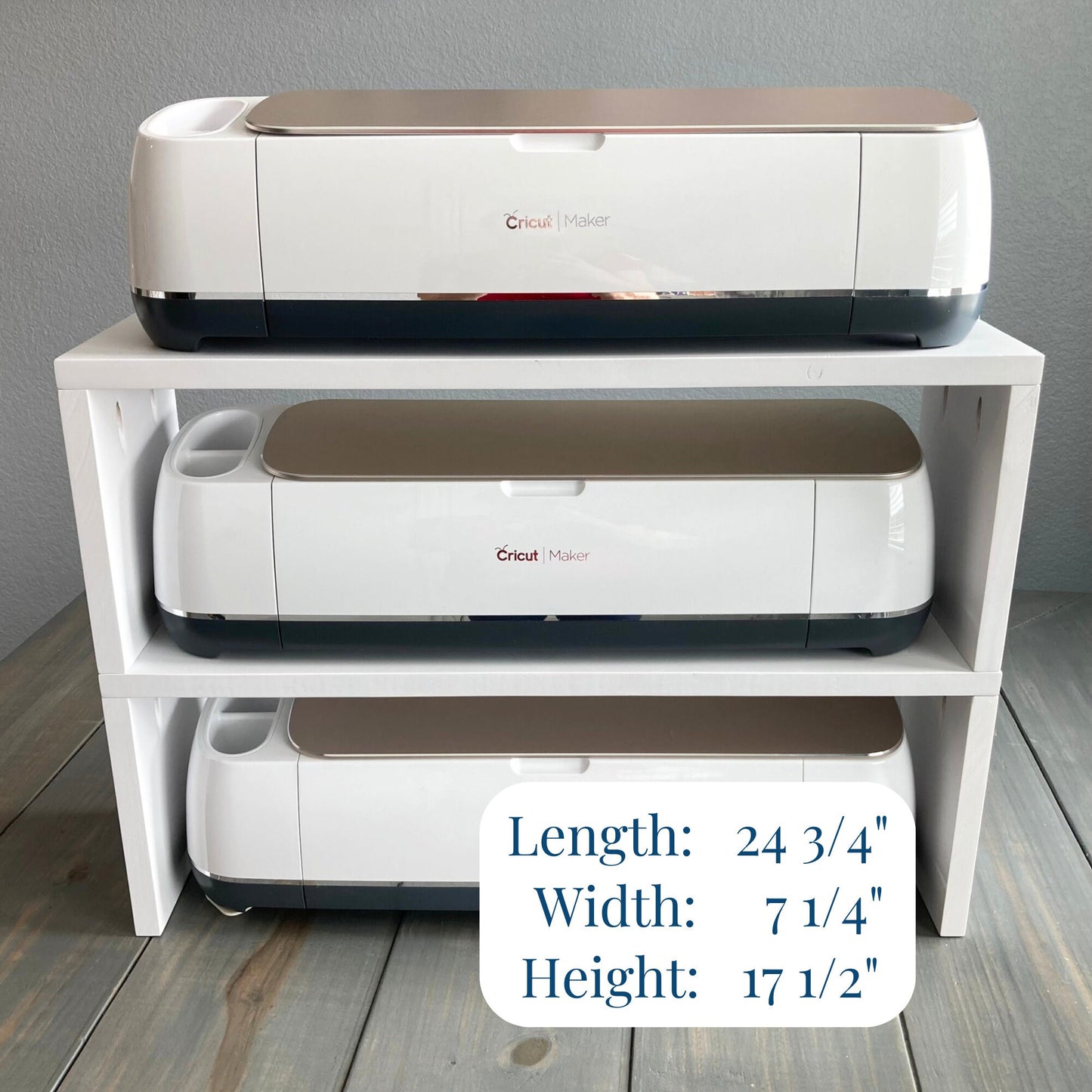 Double Stand for Cricut Maker and Explore Air Machines, Organizer Shelf, Craft Room Workstation, Pine Wood Table Riser for Silhouette Cameo