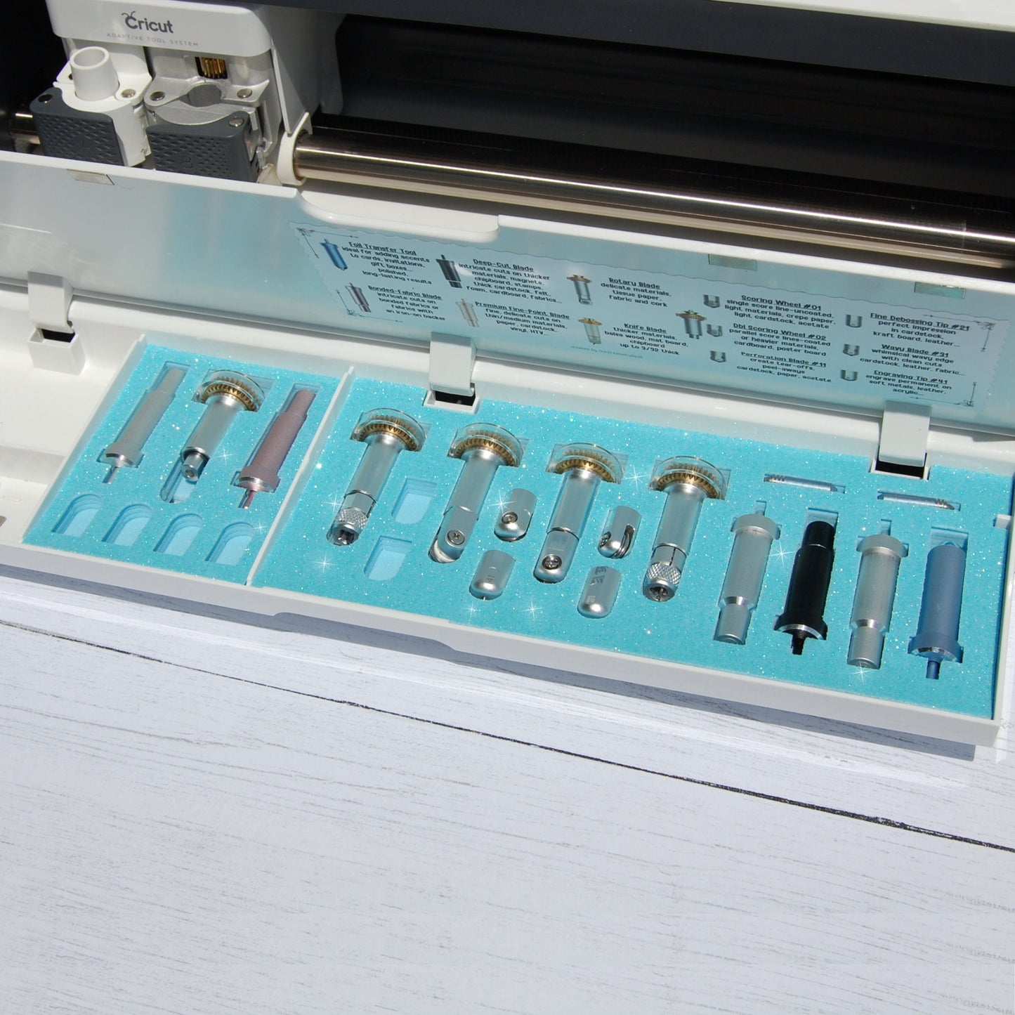 Cricut Maker Tool and Blade Organizer Tray Insert, Middle Medium Big Storage Holder, Accessories Caddy, Glitter Foam Fun Craft Project
