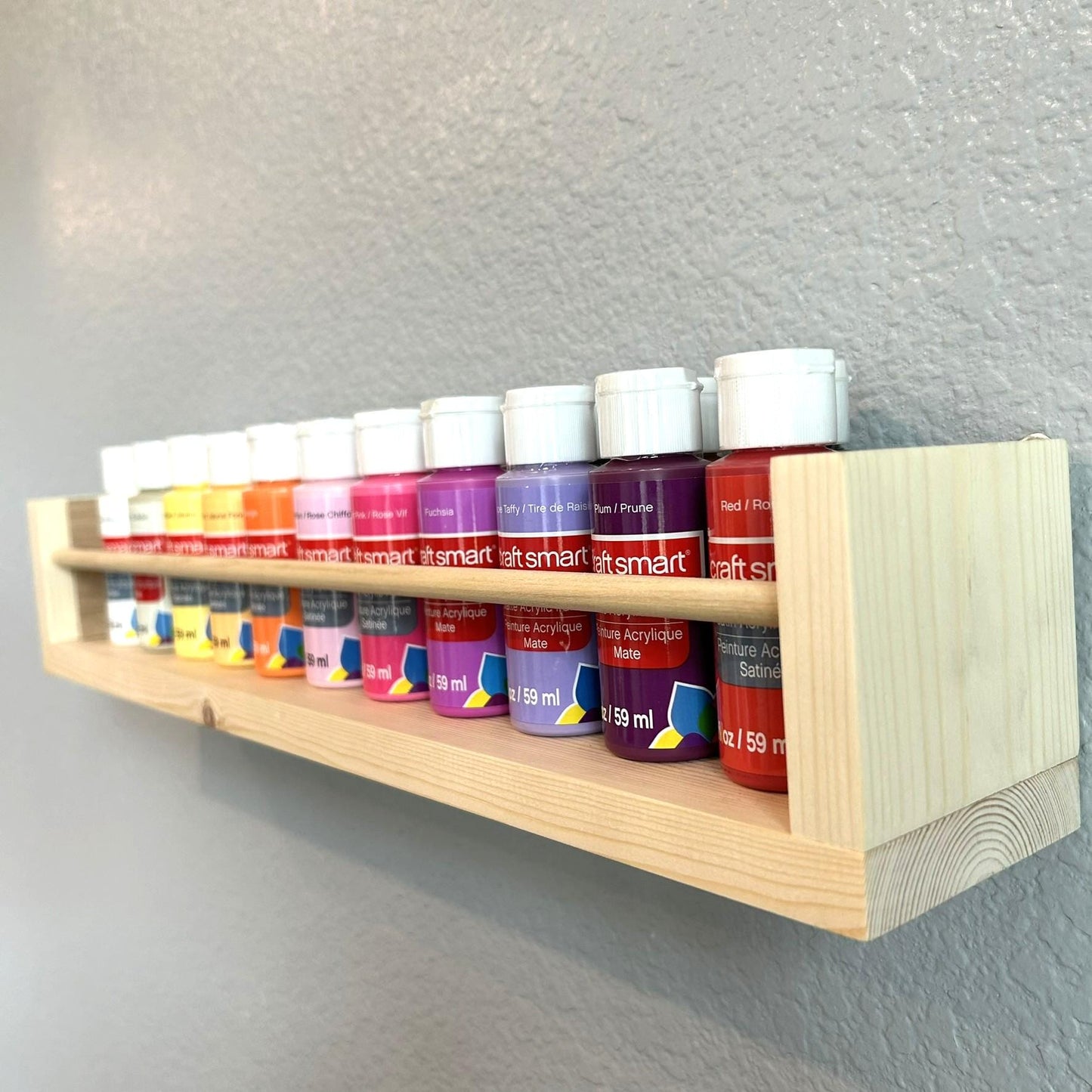 2oz / 59ml Acrylic Paint Bottle Holder Wall Storage Shelf, Organizer Rack, Craft Room Workstation
