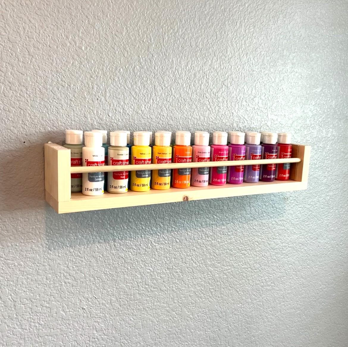2oz / 59ml Acrylic Paint Bottle Holder Wall Storage Shelf, Organizer Rack, Craft Room Workstation