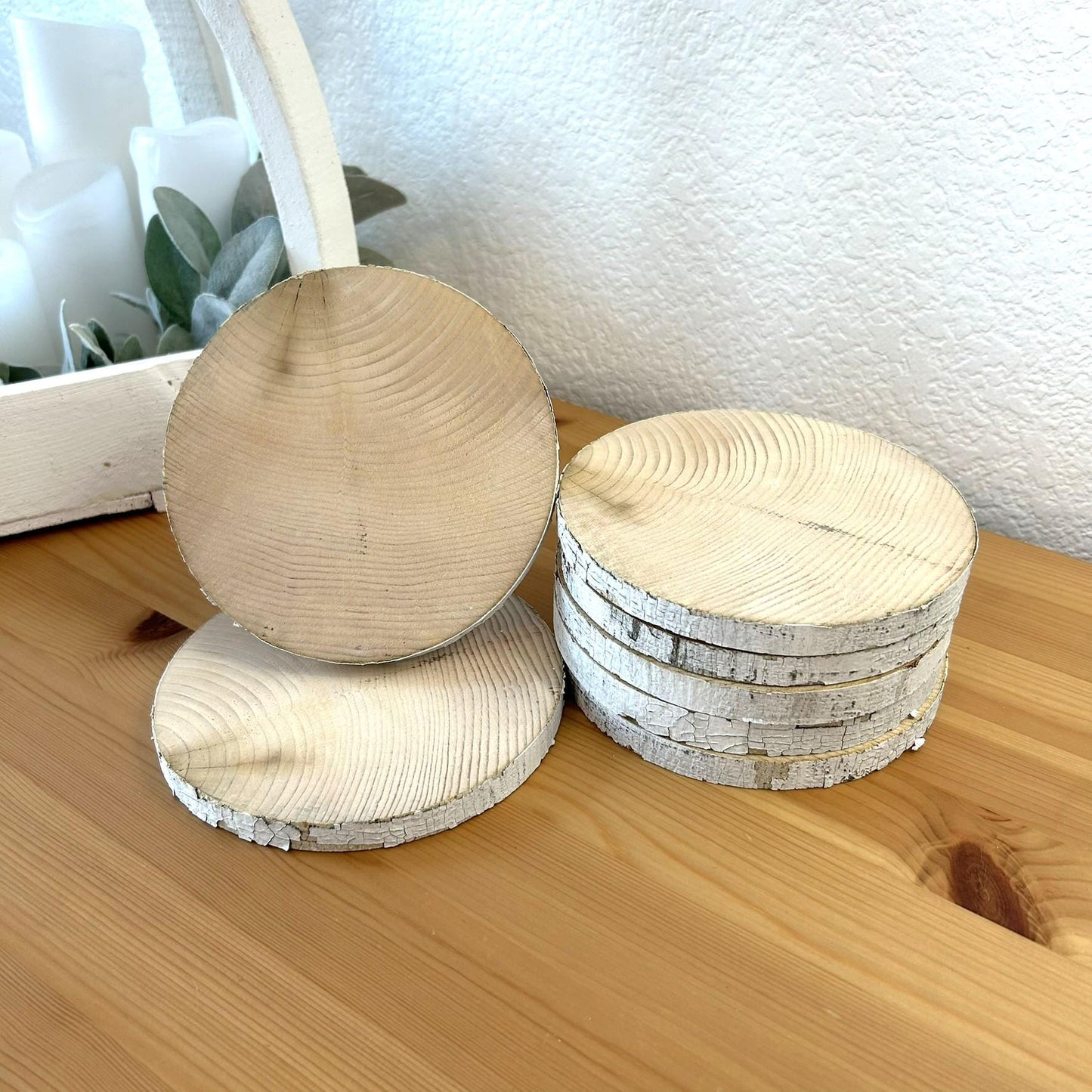 7 White Birch Slices, 5.5"x 1/2", Wood Burning, Multimedia Painting Surface, Large Coasters, Wood Rounds, Birch Discs