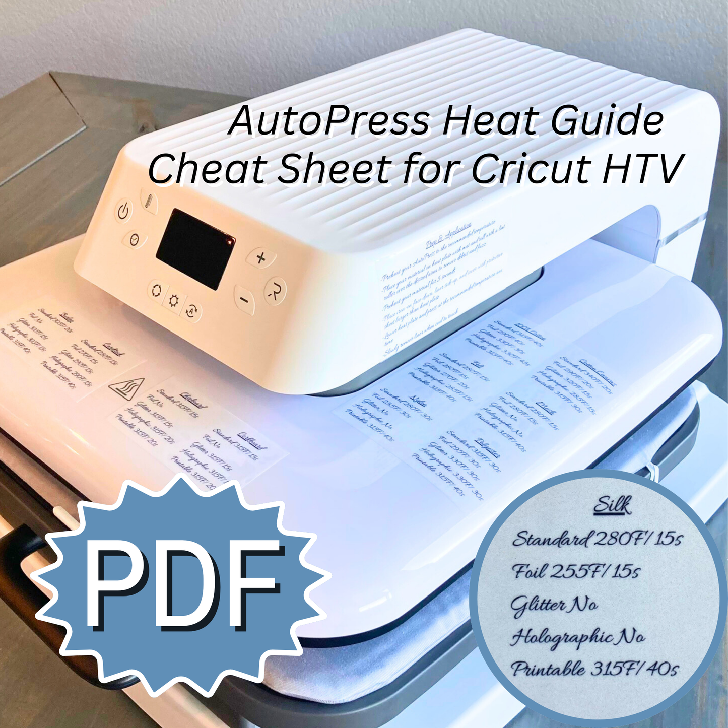 PDF Auto Press Heat Guide for Cricut Material - Celsius