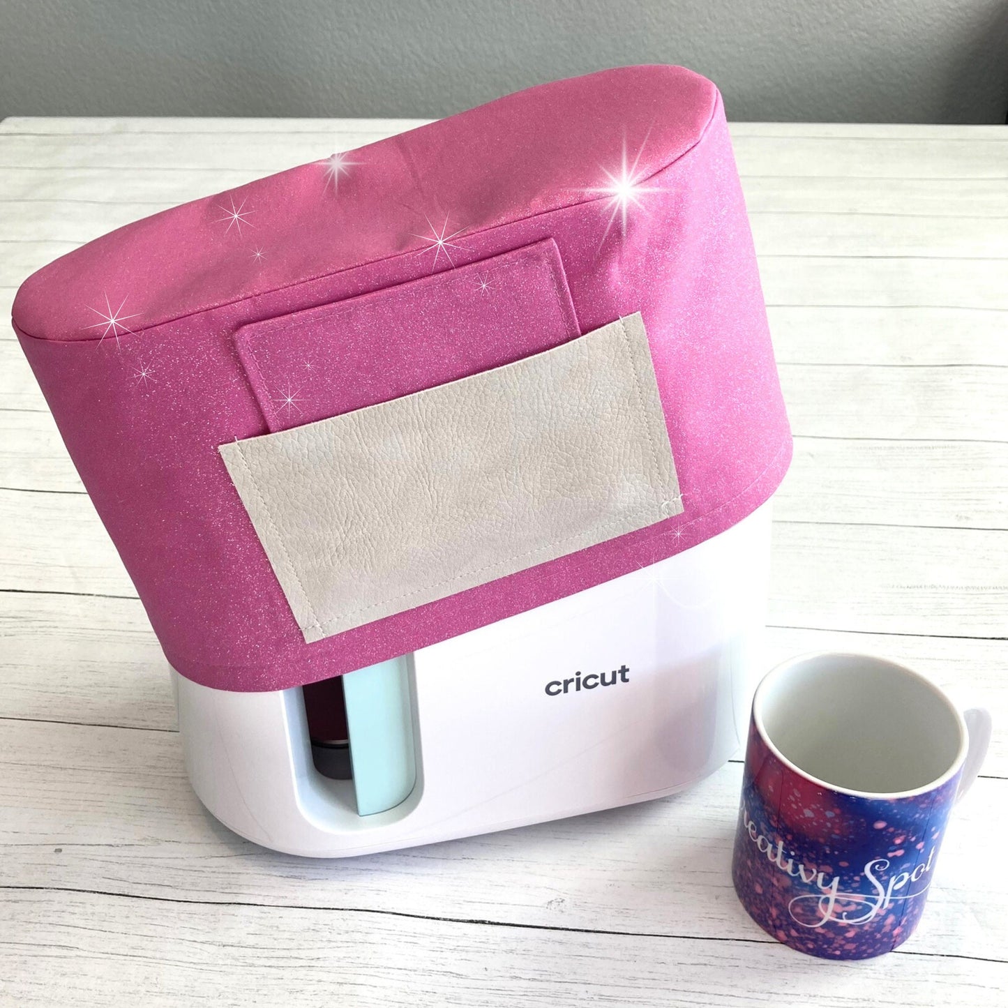 Glitter Dust Cover for Cricut Mug Press, Solid Color Protector Jacket for Mug Press, Glitter Craft Storage with Coaster