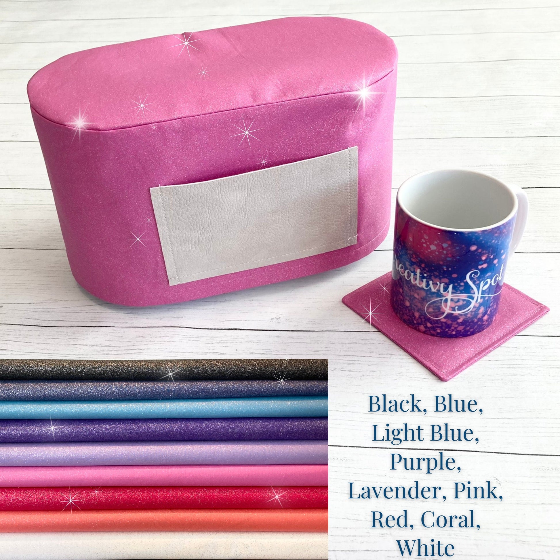 Glitter Dust Cover for Cricut Mug Press, Solid Color Protector Jacket for Mug Press, Glitter Craft Storage with Coaster