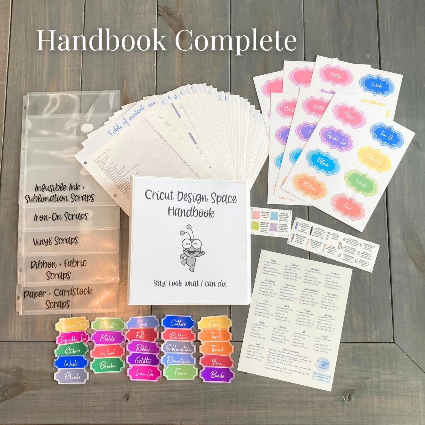 Handbook for Cricut Design Space, Beginners Craft Binder with Instructions Tutorial for Maker, Explore Air 2 3, Joy Heat Guide Cheat Sheet