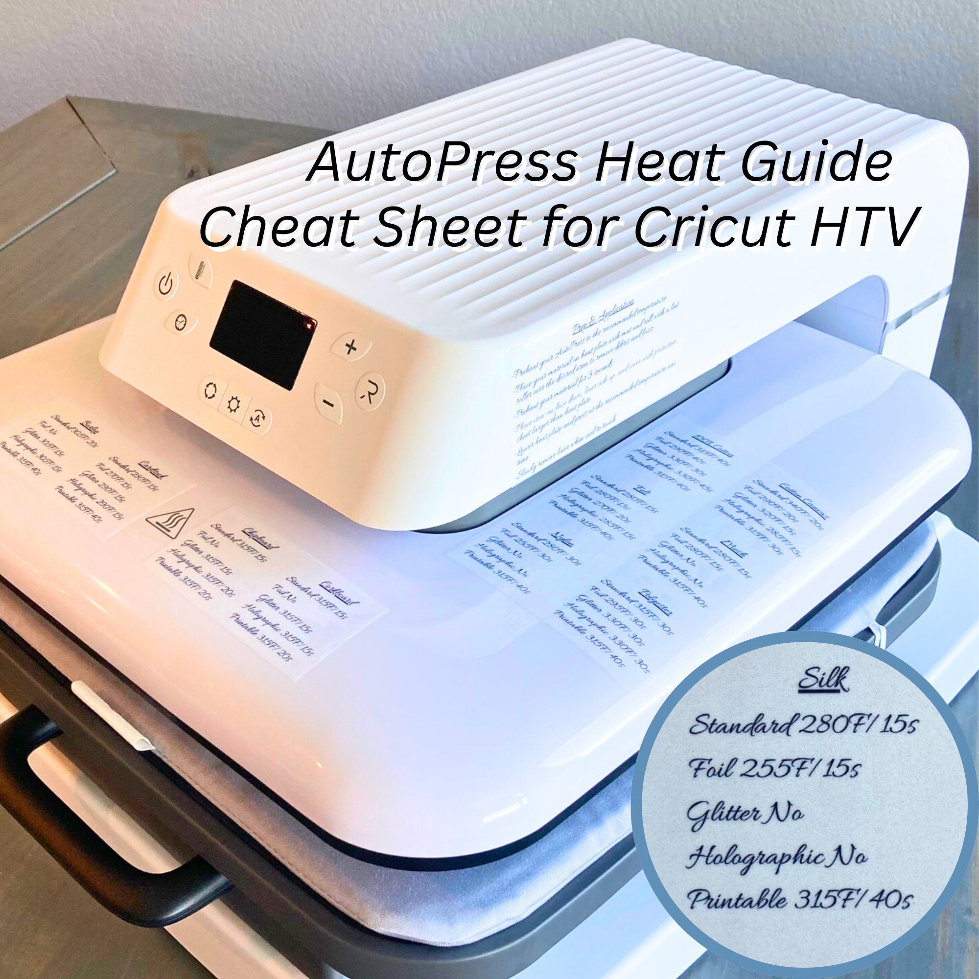 Auto Press Heat Guide Cheat Sheet Sticker – Our Creativity Spot
