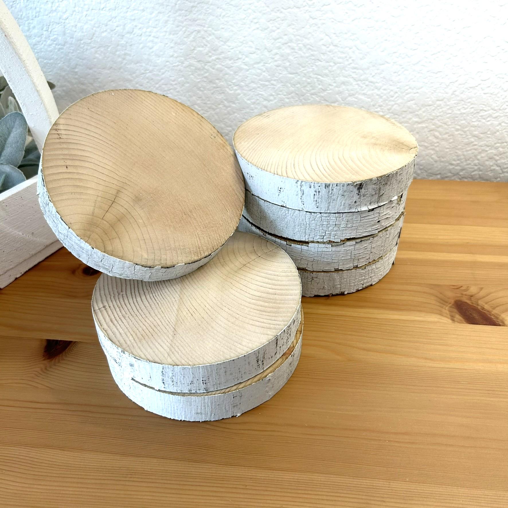 7 White Birch Slices, 5.5"x 1", Wood Burning, Multimedia Painting Surface, Large Coasters, Wood Rounds, Birch Discs